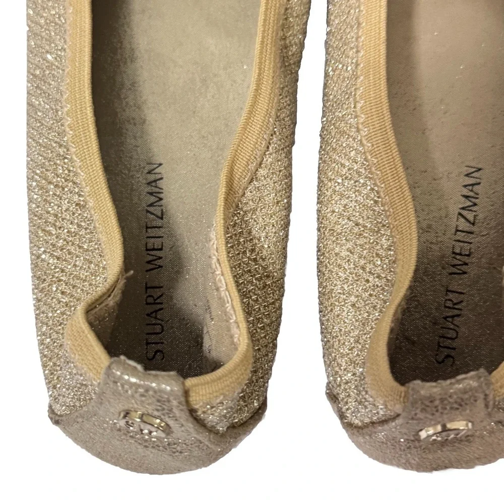 STUART WEITZMAN Gold Metallic Ballet Flat Shoes, Size: 1‎ Girls